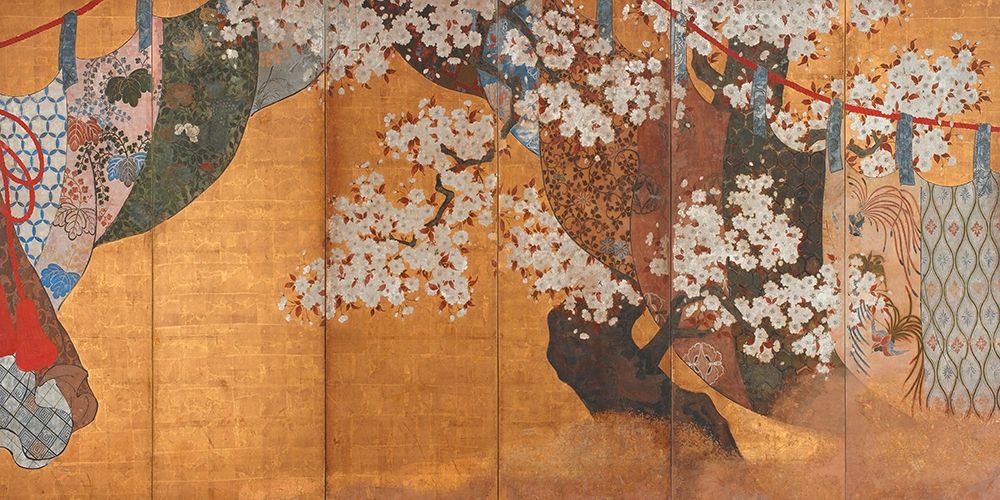 Wall Art Painting id:244274, Name: Wind-screen and cherry tree, Artist: Anonymous