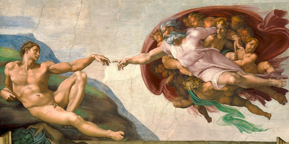 Wall Art Painting id:311971, Name: La creazione di Adamo (restored), Artist: Buonarroti, Michelangelo