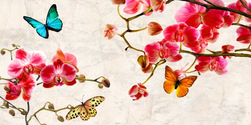 Wall Art Painting id:43339, Name: Orchids and Butterflies, Artist: Rizzardi, Teo