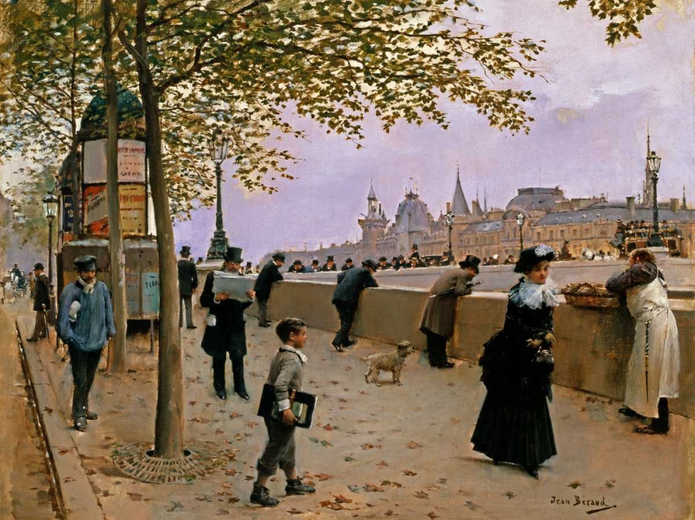 Wall Art Painting id:43952, Name: On the Banks of the River Seine, Artist: Beraud, Jean