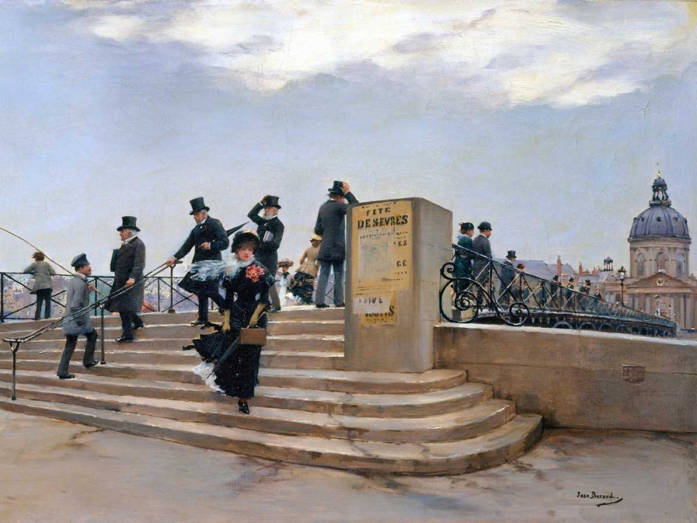 Wall Art Painting id:162753, Name: On the Pont des Arts, Paris (detail), Artist: Beraud, Jean