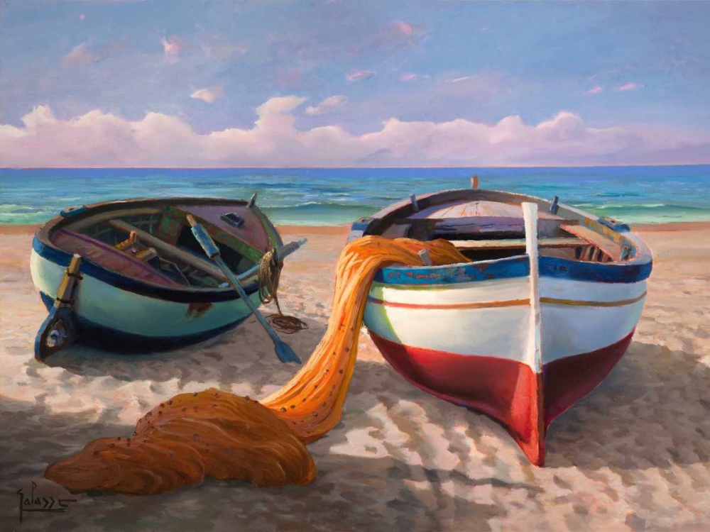 Wall Art Painting id:43527, Name: Barche sulla spiaggia, Artist: Galasso, Adriano