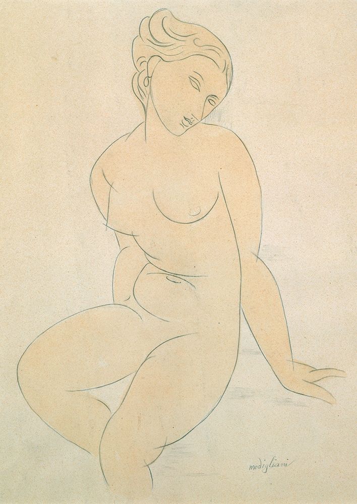 Wall Art Painting id:218377, Name: Seated Female Nude, Artist: Modigliani, Amedeo