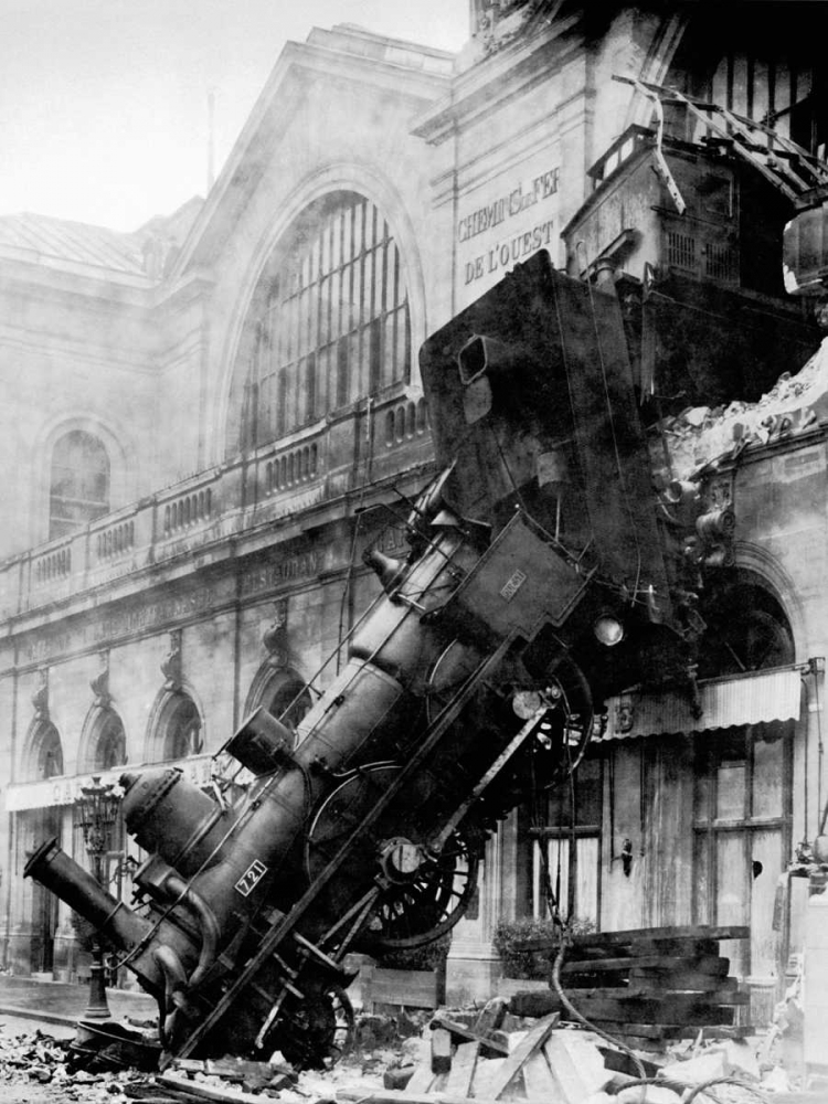 Wall Art Painting id:118015, Name: Train wreck at Montparnasse, Paris, 1895, Artist: Anonymous