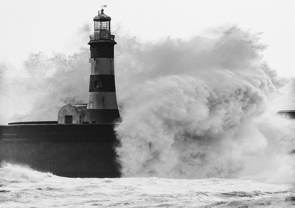 Wall Art Painting id:634042, Name: Lighthouse in Guadalupe (BAndW), Artist: Pangea Images