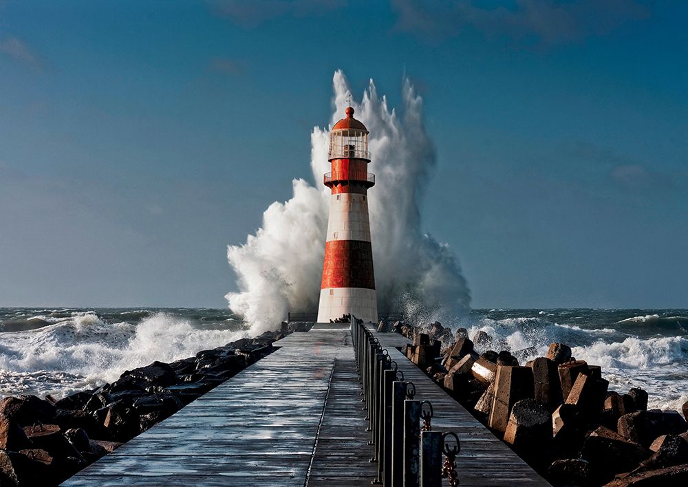 Wall Art Painting id:634045, Name: Lighthouse in the Mediterranean Sea, Artist: Pangea Images