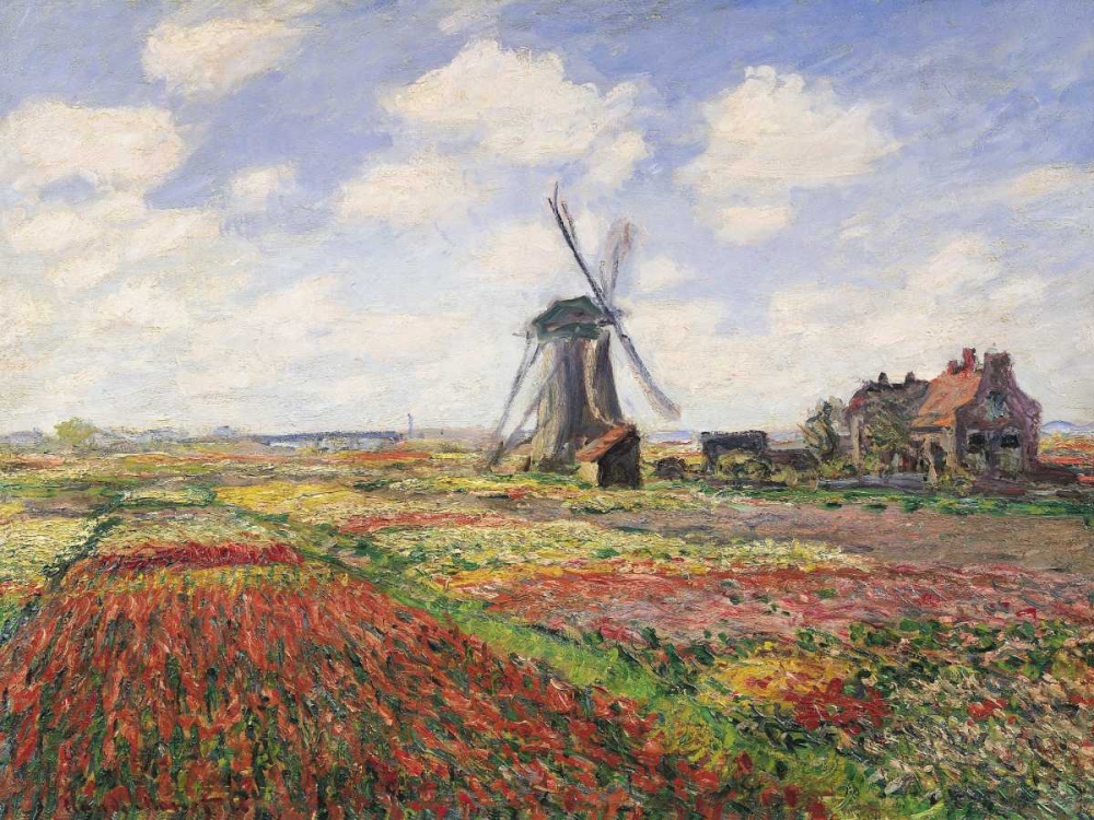 Wall Art Painting id:43879, Name: Tulip Fields with Windmill, Artist: Monet, Claude