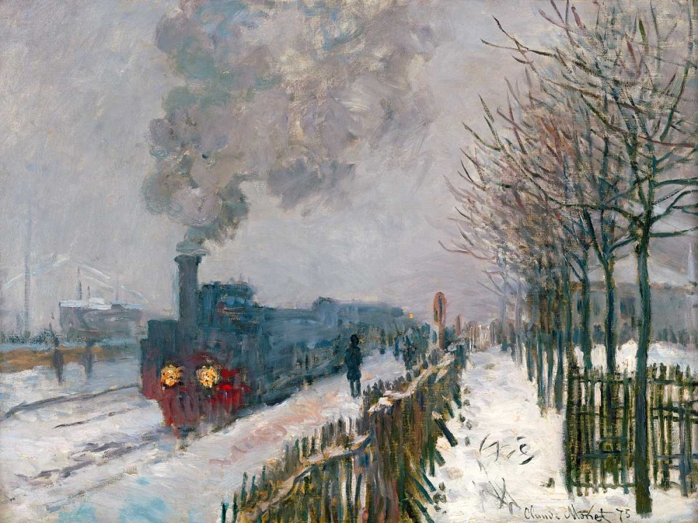 Wall Art Painting id:167315, Name: Le train dans la neige, Artist: Monet, Claude