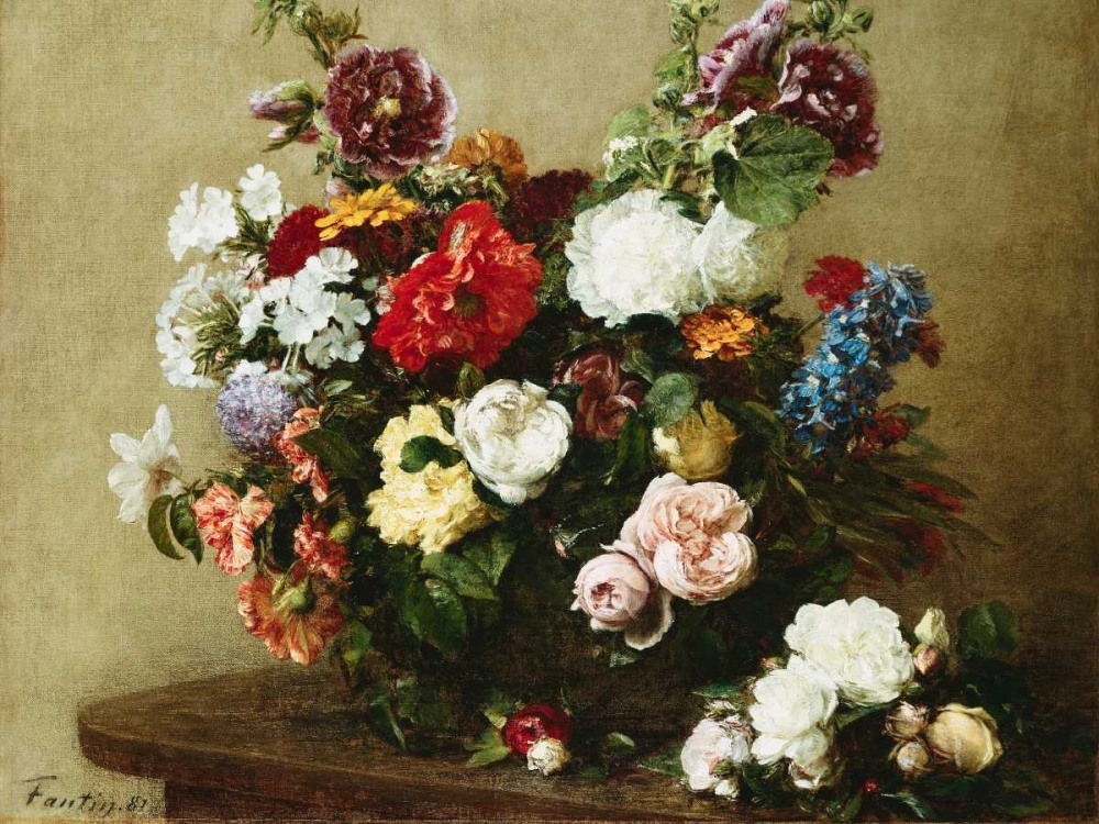 Wall Art Painting id:44054, Name: Bouquet of Various Flowers, Artist: Fantin-Latour, Henri