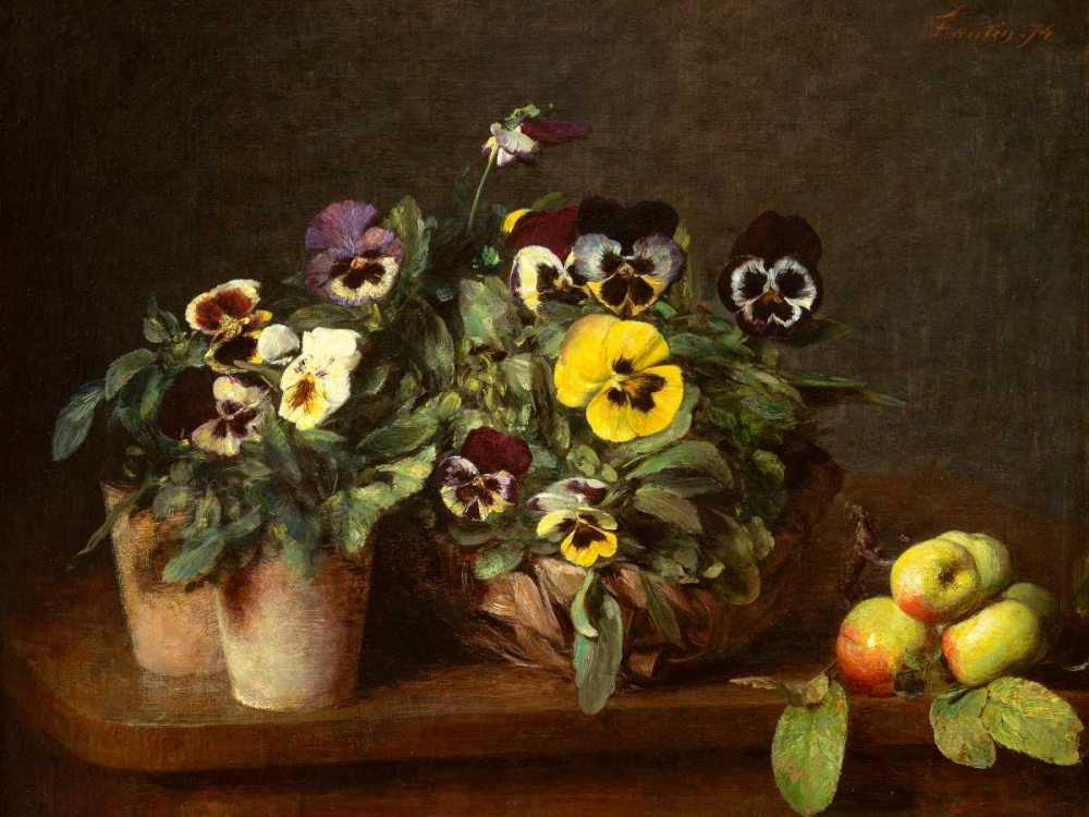 Wall Art Painting id:47973, Name: Still Life with Pansies , Artist: Fantin-Latour, Henri