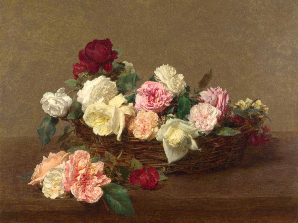 Wall Art Painting id:162790, Name: A Basket of Roses, Artist: Fantin-Latour, Henri