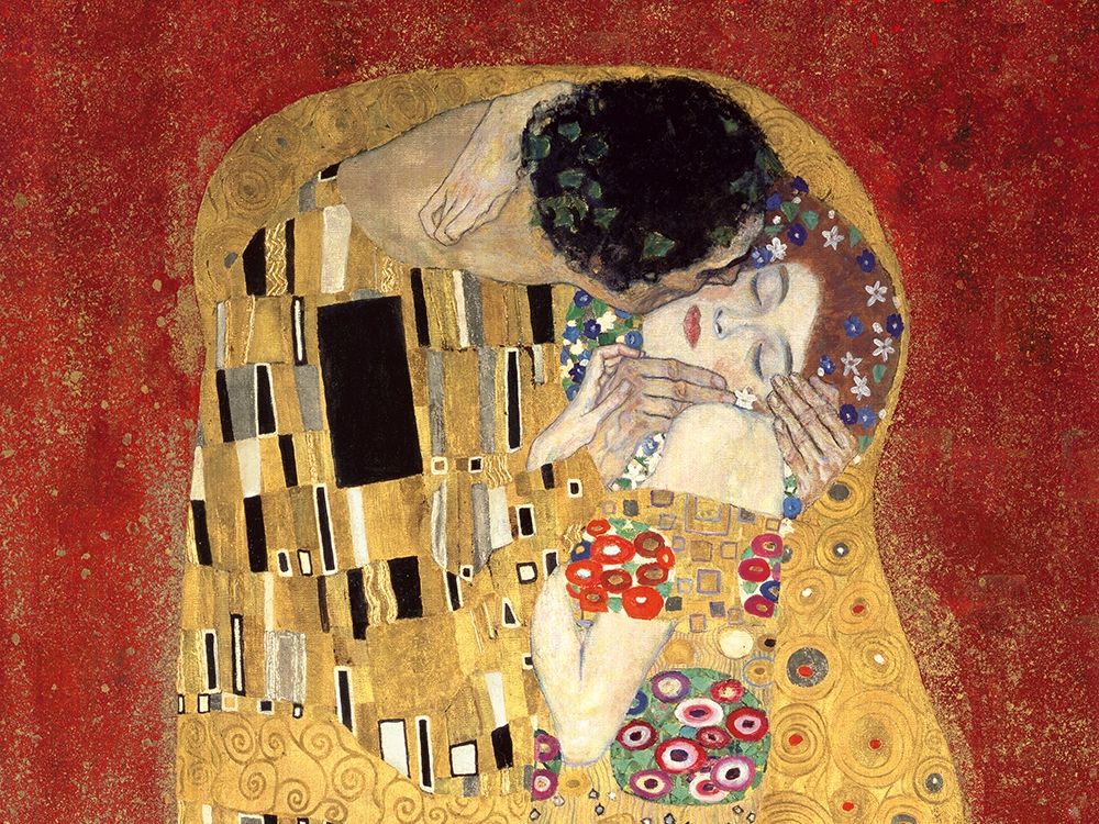Wall Art Painting id:218447, Name: The Kiss, detail (Red variation), Artist: Klimt, Gustav