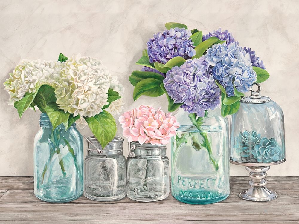 Art Print: Flowers in Mason Jars (detail)