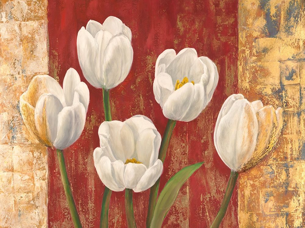 Art Print: Tulips on Royal Red
