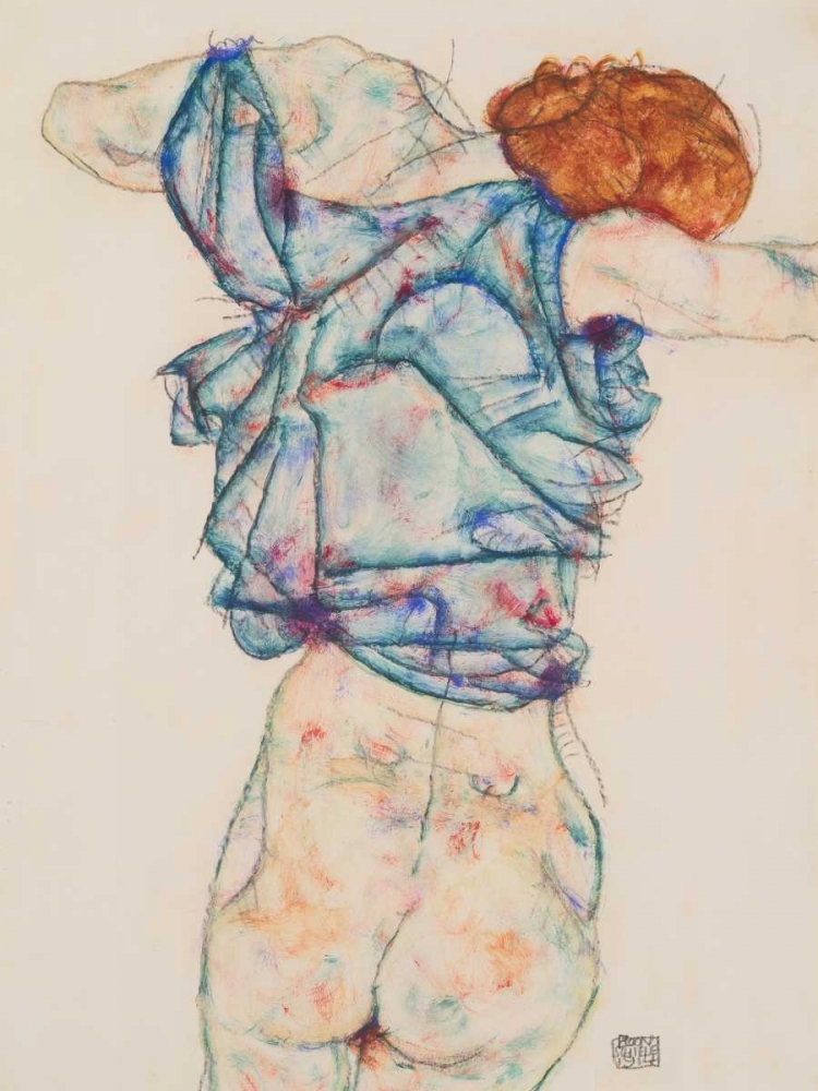 Wall Art Painting id:162923, Name: Woman Undressing, Artist: Schiele, Egon