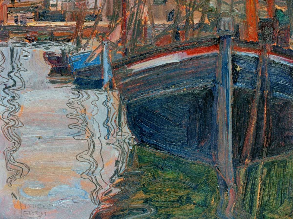 Wall Art Painting id:78212, Name: Boats mirrored in the Water, Artist: Schiele, Egon