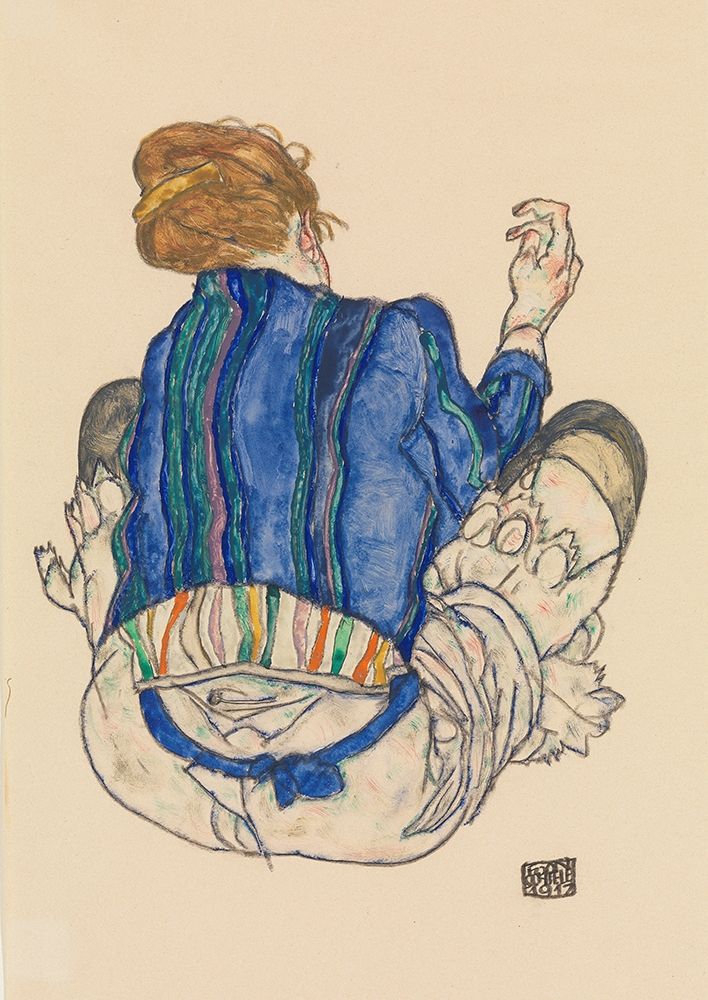 Wall Art Painting id:429169, Name: Seated Woman-Back View, Artist: Schiele, Egon