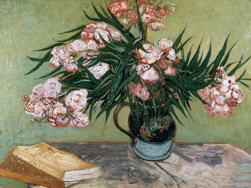Wall Art Painting id:162945, Name:  Vase with Oleanders and Books, Artist: van Gogh, Vincent