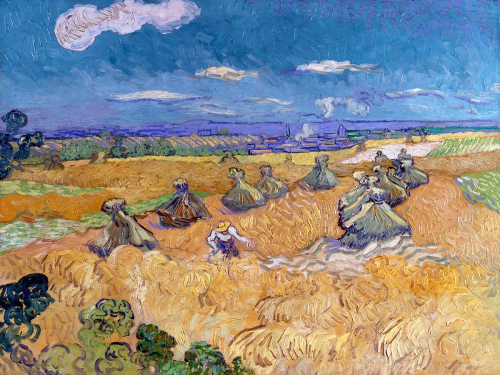 Wall Art Painting id:43913, Name: Wheat Fields with Reaper Auvers, Artist: Van Gogh, Vincent