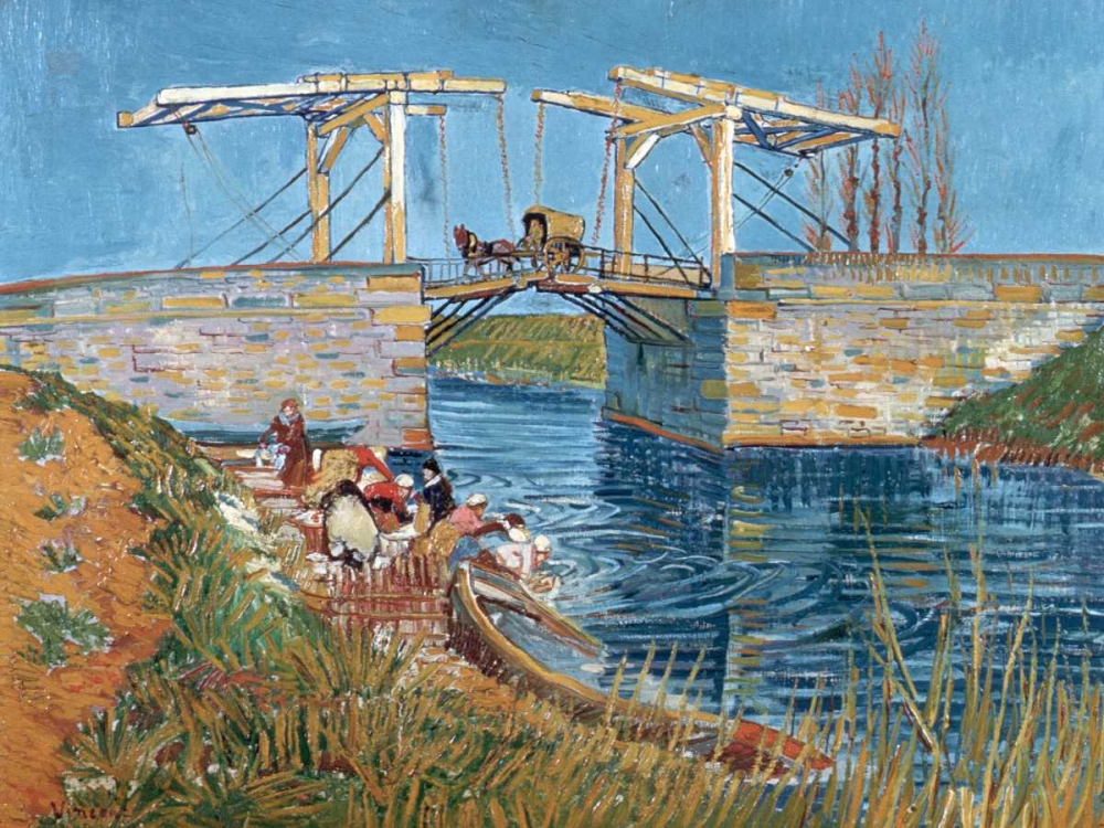 Wall Art Painting id:44245, Name: Langlois Bridge with women washing, Artist: van Gogh, Vincent