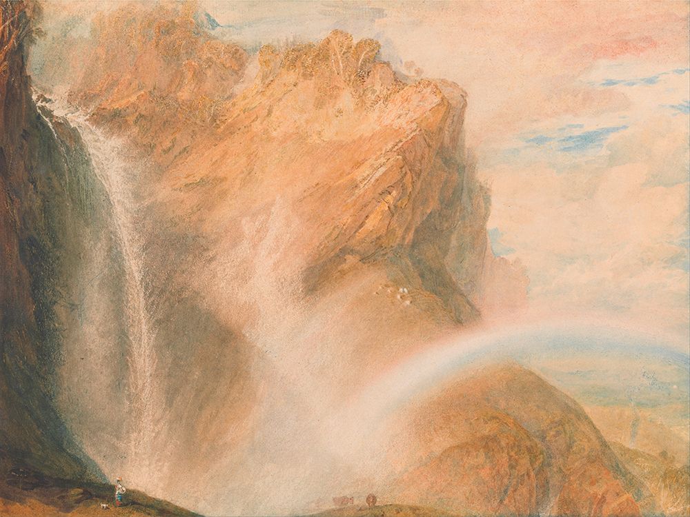 Wall Art Painting id:537061, Name: Upper Fall of the Reichenbach, Rainbow, Artist: Turner, William