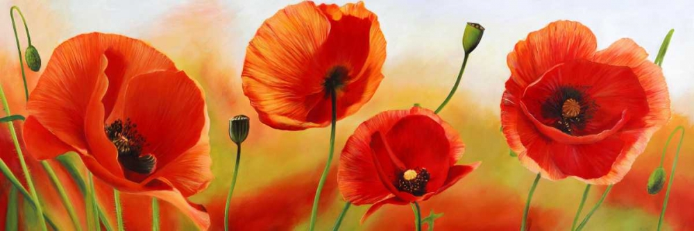 Wall Art Painting id:43432, Name: Poppies in the wind, Artist: Villa, Luca