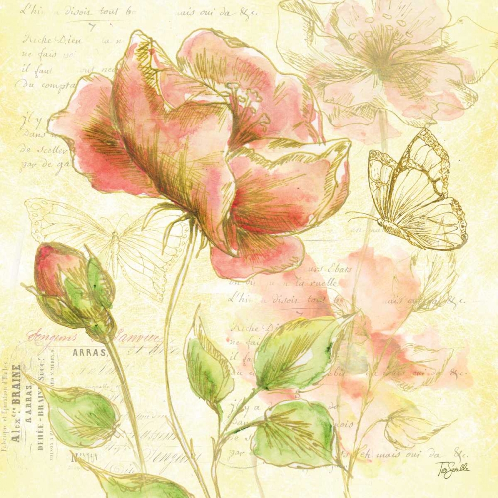 Wall Art Painting id:85263, Name: Watercolor Flower Sketch Blush I, Artist: Tre Sorelle Studios