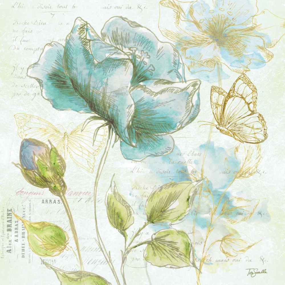 Wall Art Painting id:85265, Name: Watercolor Flower Sketch Blue I, Artist: Tre Sorelle Studios
