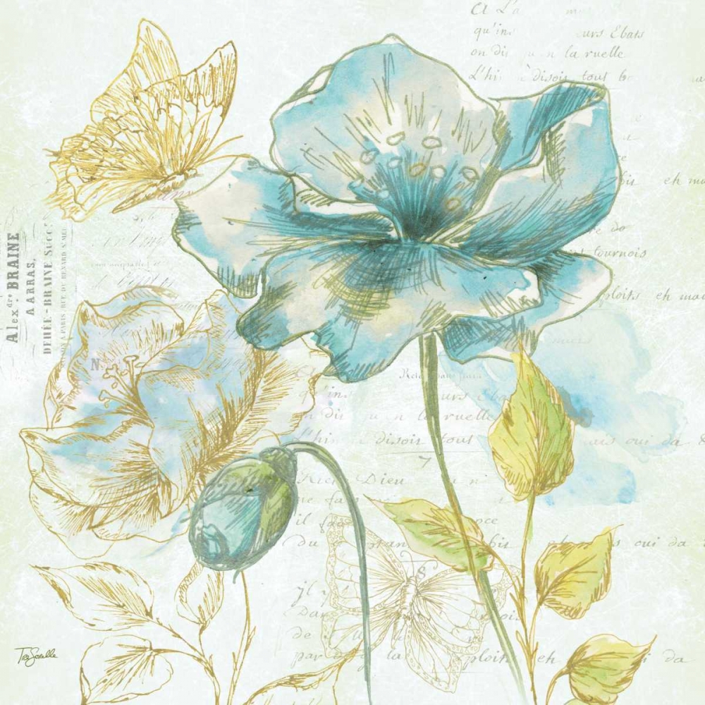 Wall Art Painting id:85266, Name: Watercolor Flower Sketch Blue II, Artist: Tre Sorelle Studios