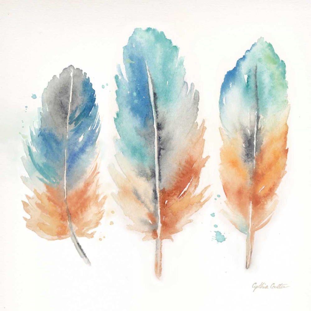 Wall Art Painting id:105956, Name: Watercolor Feathers I, Artist: Coulter, Cynthia