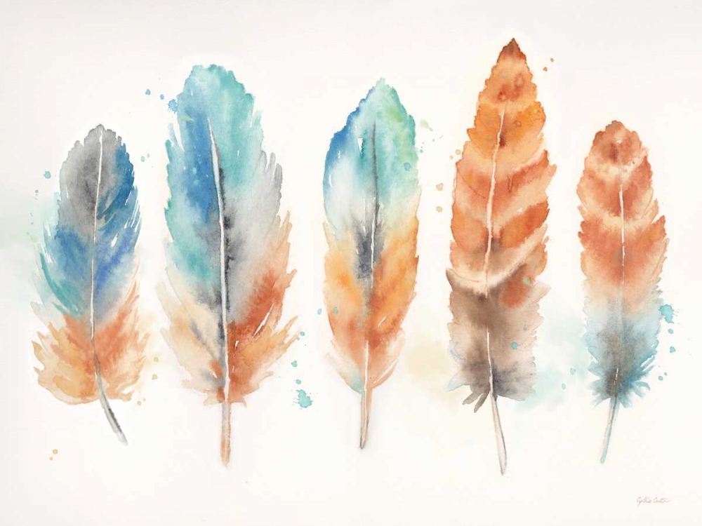 Wall Art Painting id:105958, Name: Watercolor Feathers Landscape, Artist: Coulter, Cynthia