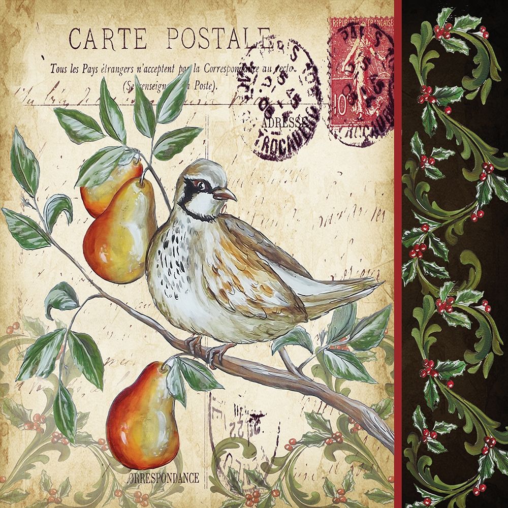 Wall Art Painting id:194609, Name: Christmas Bird Postcard IV, Artist: Tre Sorelle Studios