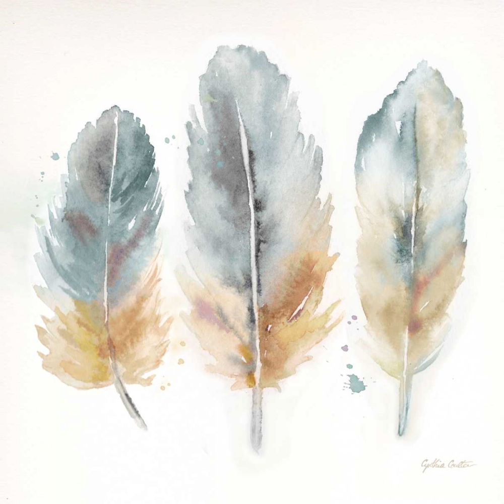 Wall Art Painting id:143079, Name: Watercolor Feathers Neutral I, Artist: Coulter, Cynthia