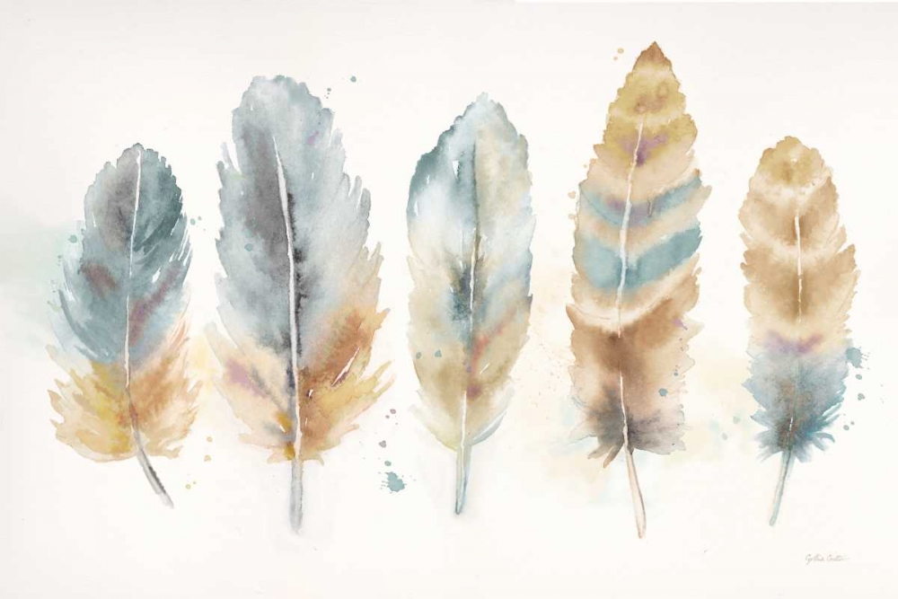 Wall Art Painting id:143095, Name: Watercolor Feathers Neutral Landscape, Artist: Coulter, Cynthia