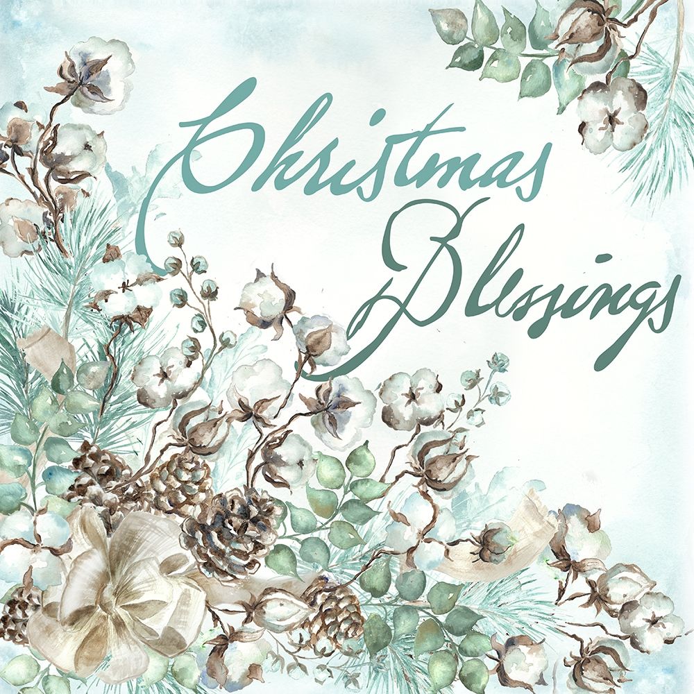 Wall Art Painting id:194613, Name: Christmas Blessings Cotton Boll square, Artist: Tre Sorelle Studios
