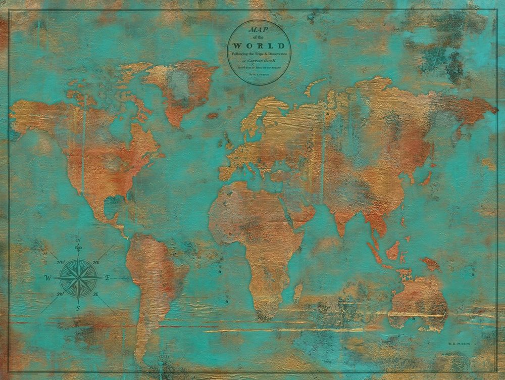 Wall Art Painting id:189733, Name: Rustic World Map, Artist: Cusson, Marie-Elaine