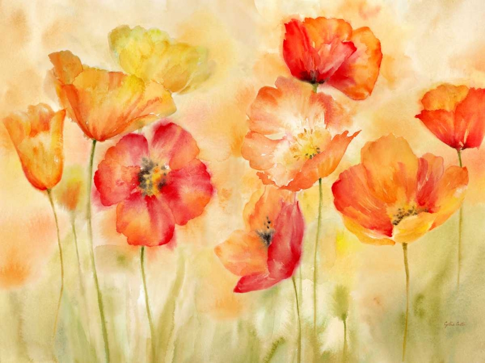 Wall Art Painting id:171713, Name: Watercolor Poppy Meadow Spice Landscape, Artist: Coulter, Cynthia