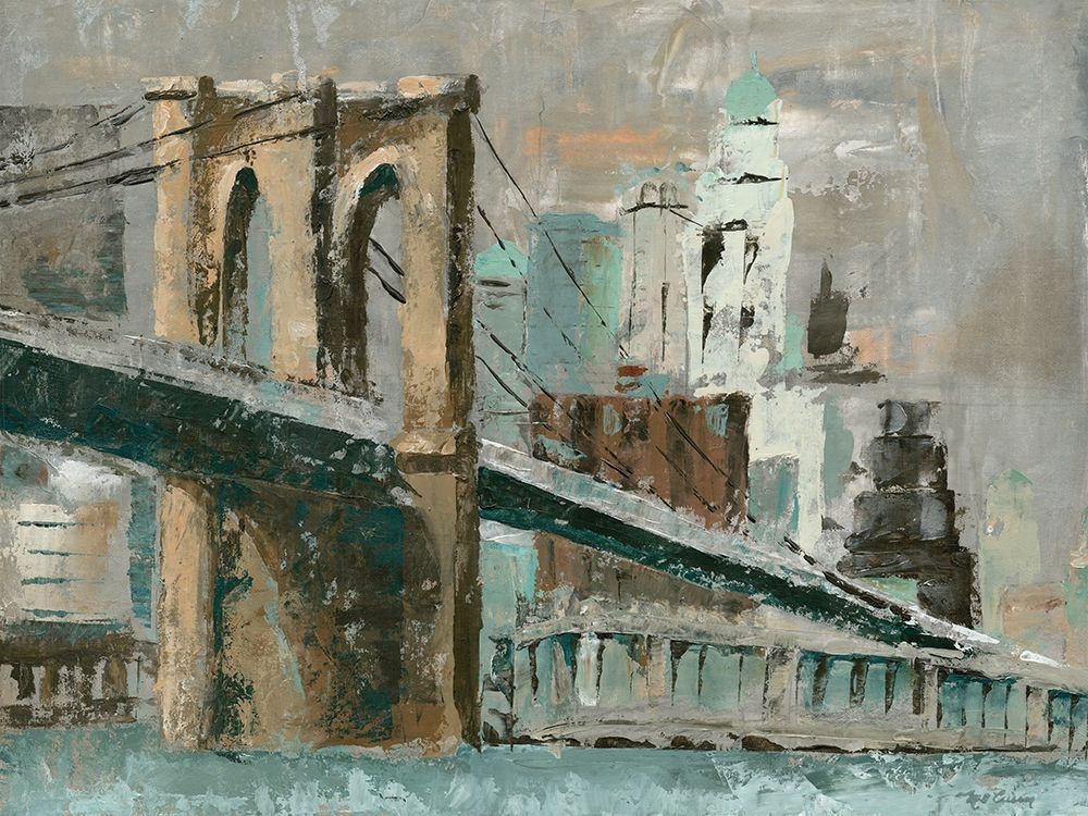 Wall Art Painting id:194403, Name: Brooklyn Bridge Cityscape, Artist: Cusson, Marie-Elaine