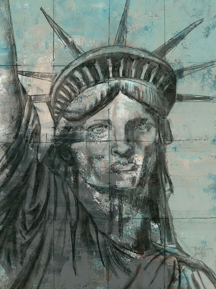 Wall Art Painting id:194464, Name: Statue Of Liberty Charcoal, Artist: Cusson, Marie-Elaine