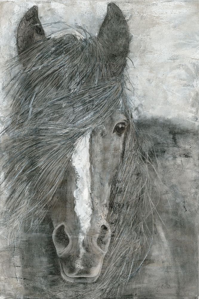 Wall Art Painting id:249280, Name: Horse in the Wind, Artist: Cusson, Marie-Elaine