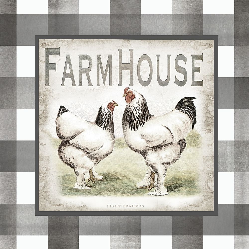Wall Art Painting id:249369, Name: Buffalo Check Farm House Chickens Neutral I, Artist: Tre Sorelle Studios