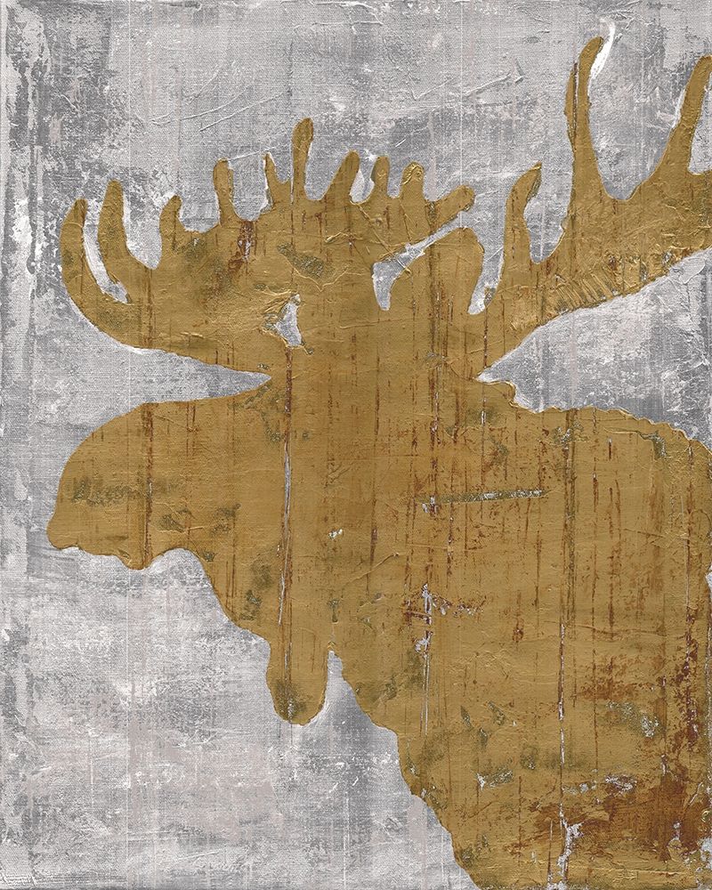 Wall Art Painting id:270466, Name: Rustic Lodge Animals Moose on Grey, Artist: Cusson, Marie-Elaine