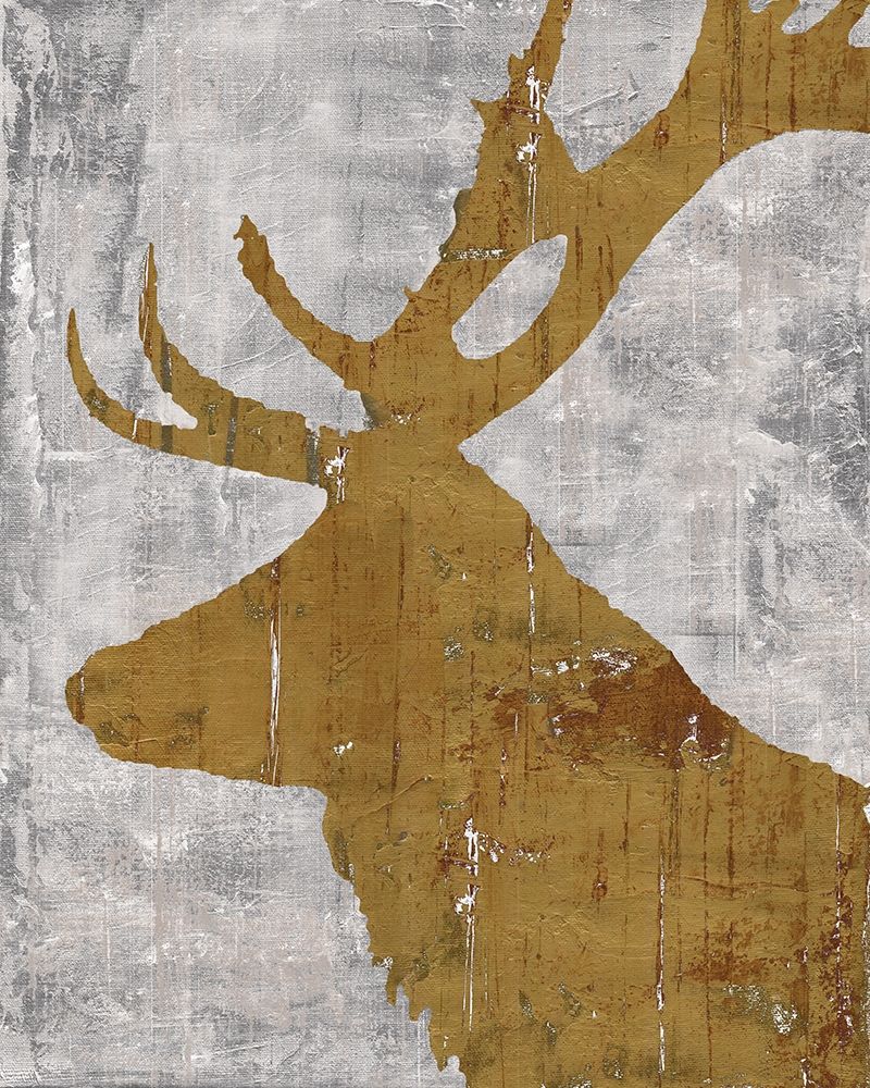 Wall Art Painting id:270467, Name: Rustic Lodge Animals Deer on Grey, Artist: Cusson, Marie-Elaine