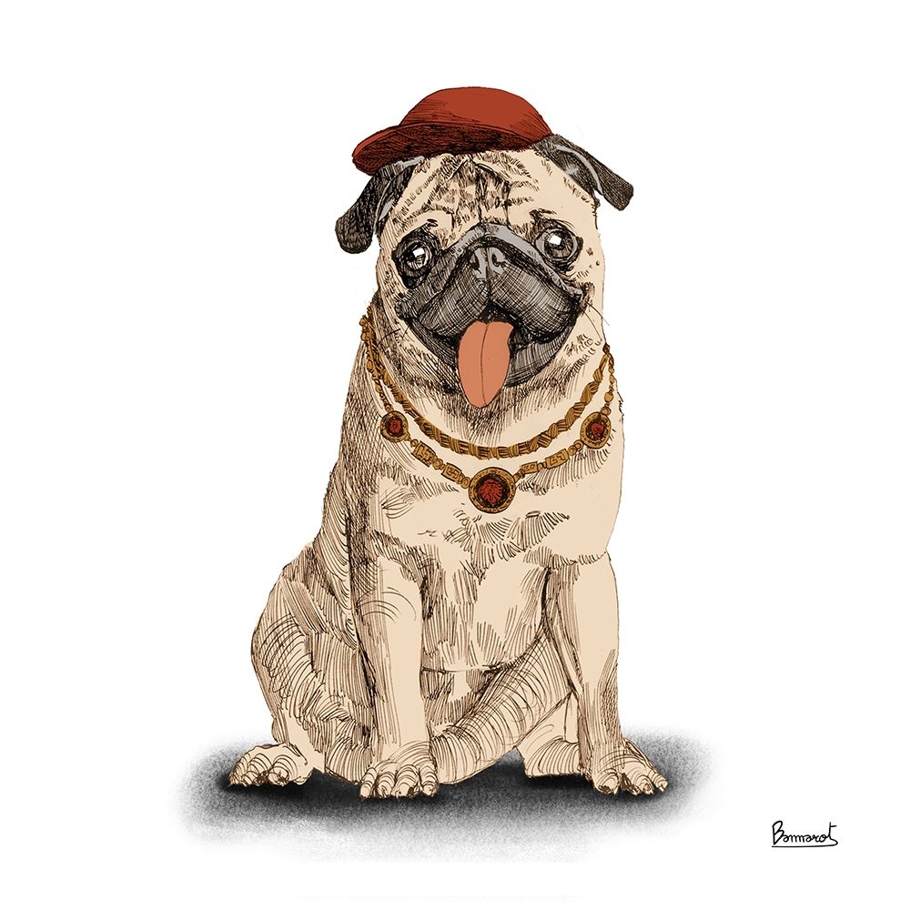 Wall Art Painting id:270554, Name: Pugs in hats I, Artist: Bannarot