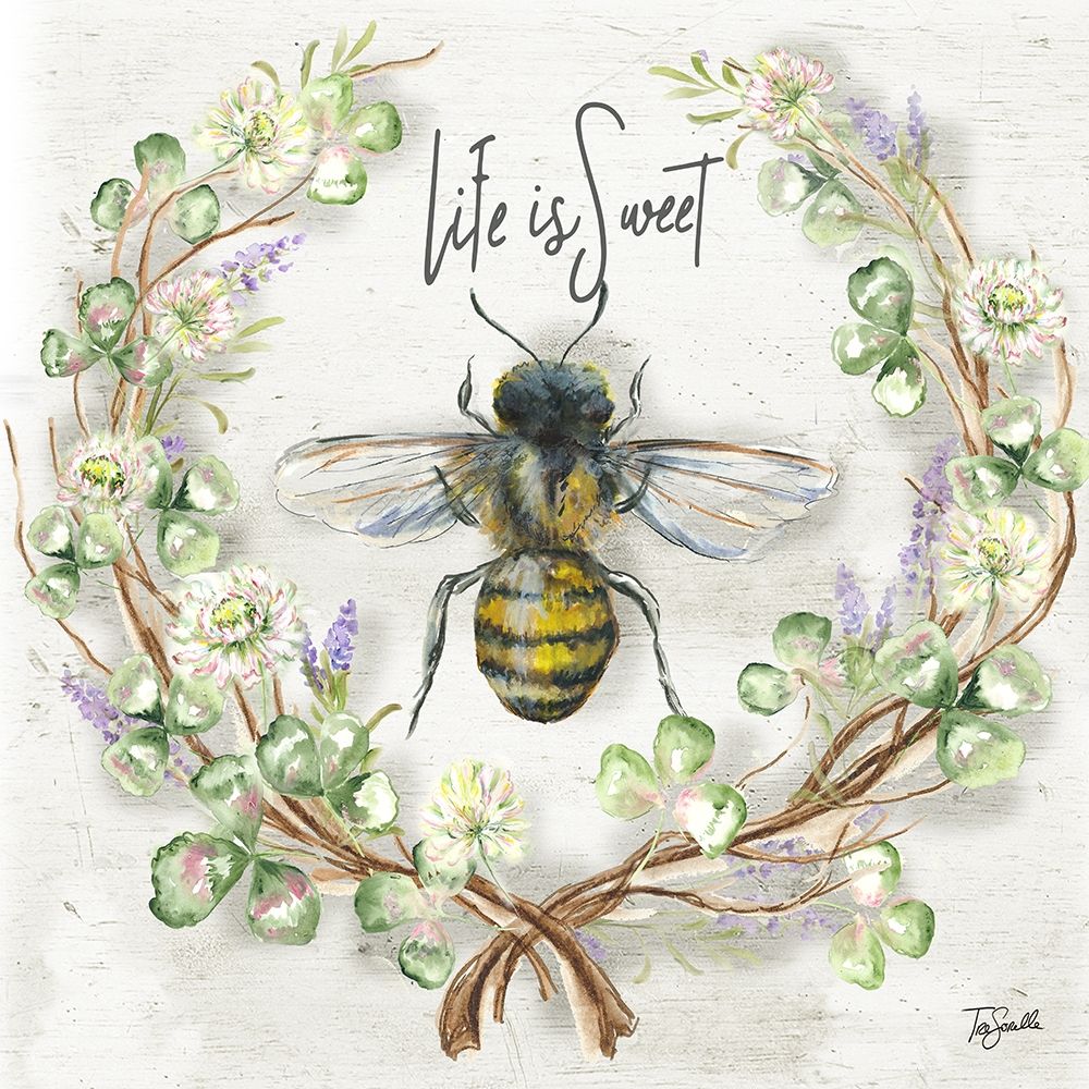 Wall Art Painting id:299173, Name: Honey Bee and Clover Wreath I, Artist: Tre Sorelle Studios