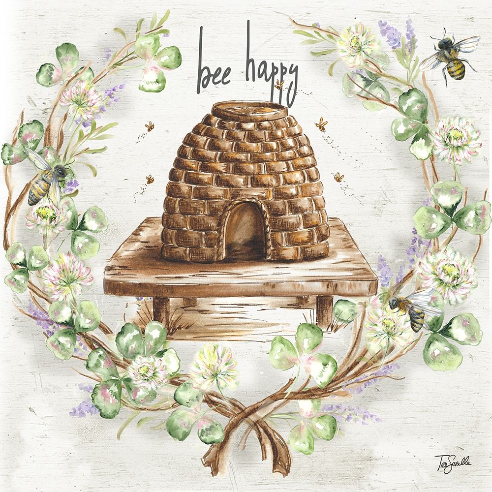 Wall Art Painting id:299174, Name: Honey Bee and Clover Wreath II, Artist: Tre Sorelle Studios
