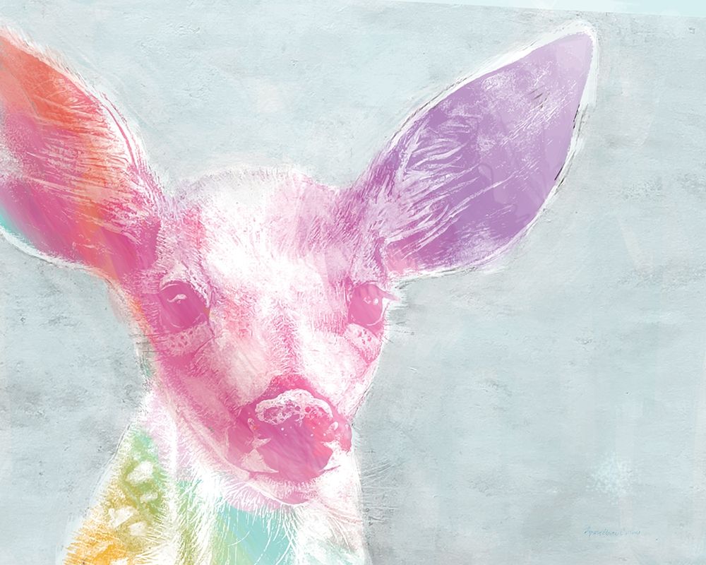 Wall Art Painting id:352421, Name: Portrait of a Fawn rainbow, Artist: Cusson, Marie-Elaine