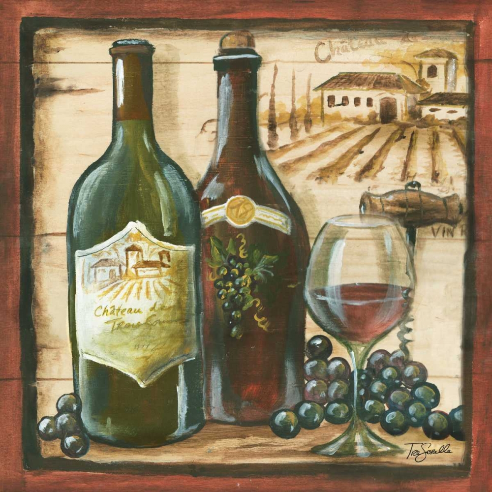 Wall Art Painting id:64773, Name: Wooden Wine Square I, Artist: Tre Sorelle Studios