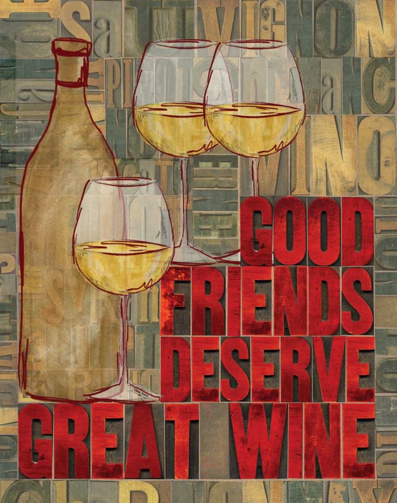 Wall Art Painting id:59527, Name: Printers Block Wine and Friends I, Artist: Reed, Tara