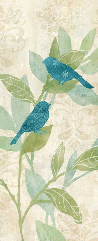 Wall Art Painting id:59536, Name: Love Bird Patterns Turquoise Panel I, Artist: Coulter, Cynthia